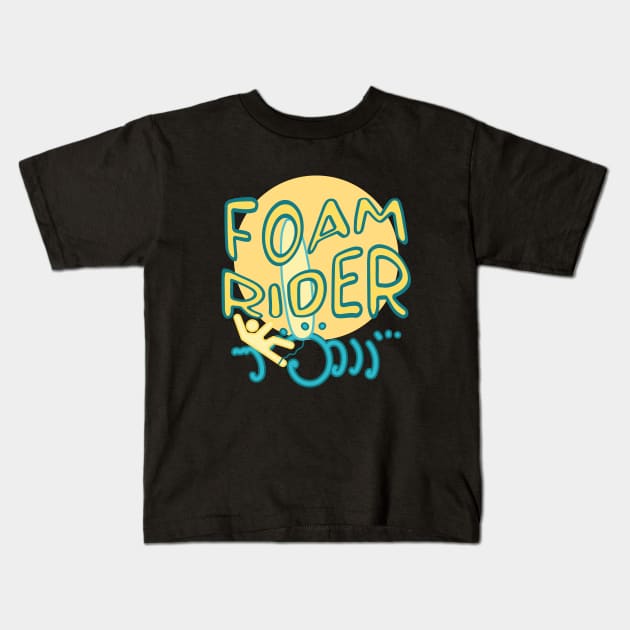 Foam rider - funny beginner surfer epic fail Kids T-Shirt by Made by Popular Demand